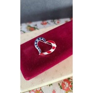 Vintage Avon American Flag Heart Brooch